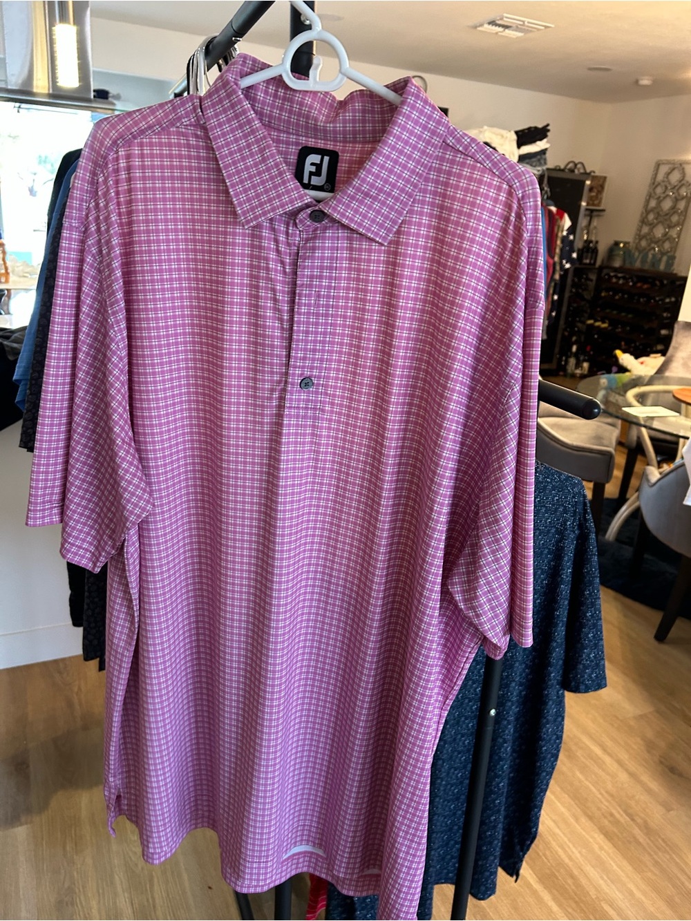 FootJoy Pink Grid Short-Sleeve Golf Polo